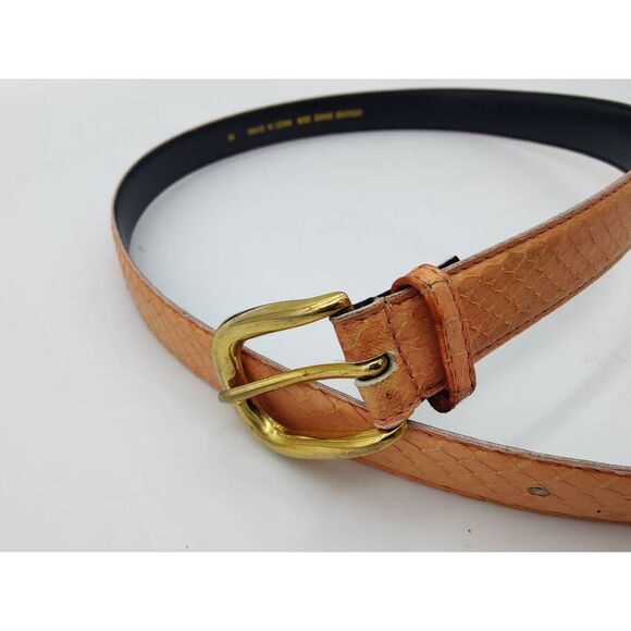 BELT Snake Skin Scaled Reptile Peach Pink Gold Buckle Quiet Luxury Western Rodeo - Picture 13 of 13